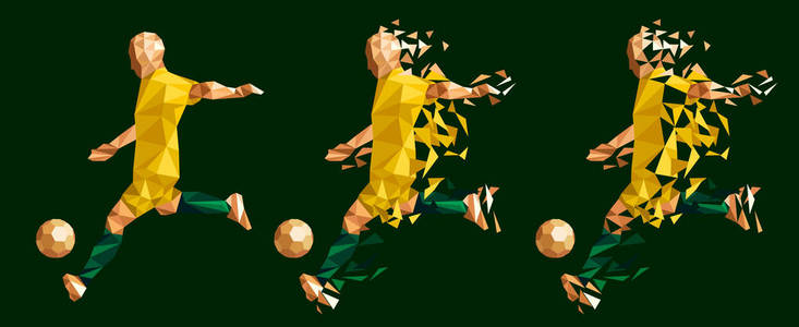 矢量插画足球运动员低聚风格概念澳大利亚套件统一颜色