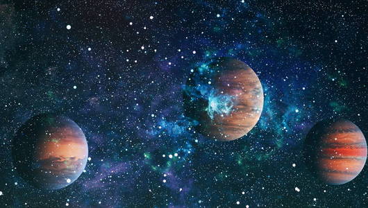 行星和星系，在一个自由的空间这张照片由美国国家航空航天局提供的元素的星星