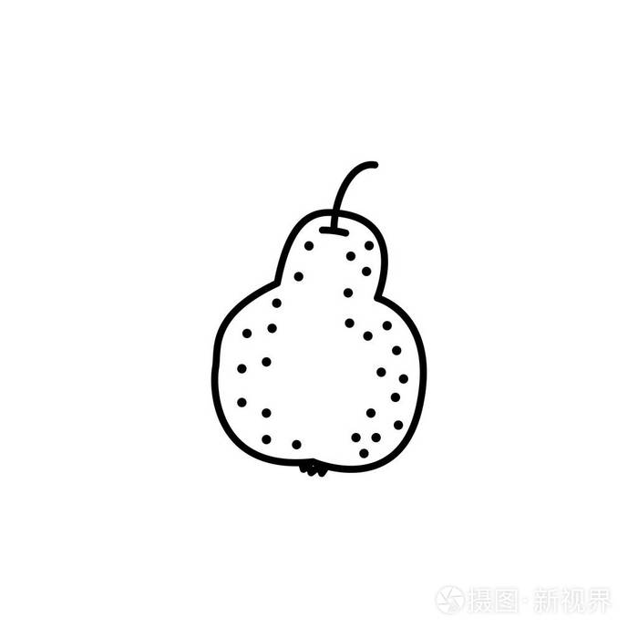 插画 饮食 梨的黑白向量例证.新鲜水果的线条图标.素食和素食.