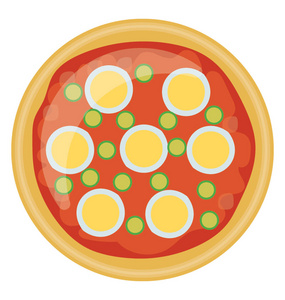 通过显示洋葱和西红柿弯曲切片的地壳来表示香肠比萨的图标