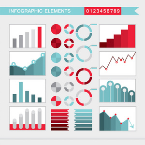 一组信息图元素图表, 图表, 图表, 箭头, signsbars buttonsborders 等向量例证