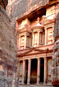 市 佩特拉 峡谷 古老的文明 约旦 山脉 寺庙 建筑