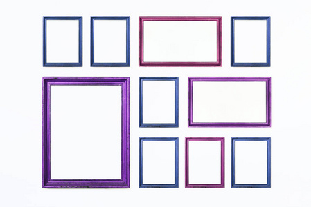彩色长方形框架为绘画或图片在白色背景。孤立。添加文本