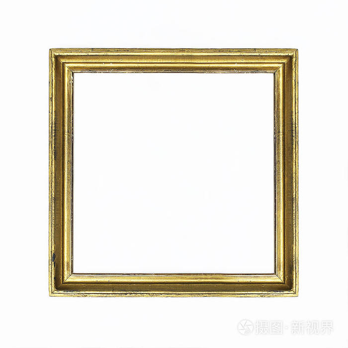金色正方形框架为绘画或图片在白色背景.孤立.添加文本