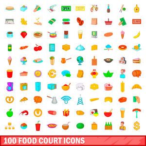 100食物法院图标设置, 卡通风格