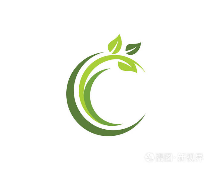 绿色树叶生态学自然元素向量的字母标志