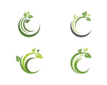绿色树叶生态学自然元素向量的字母标志