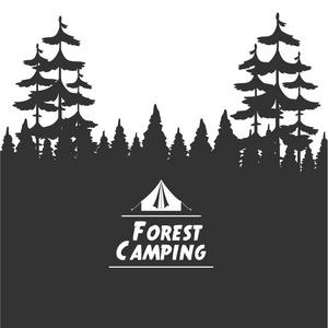 森林露营背景。向量例证