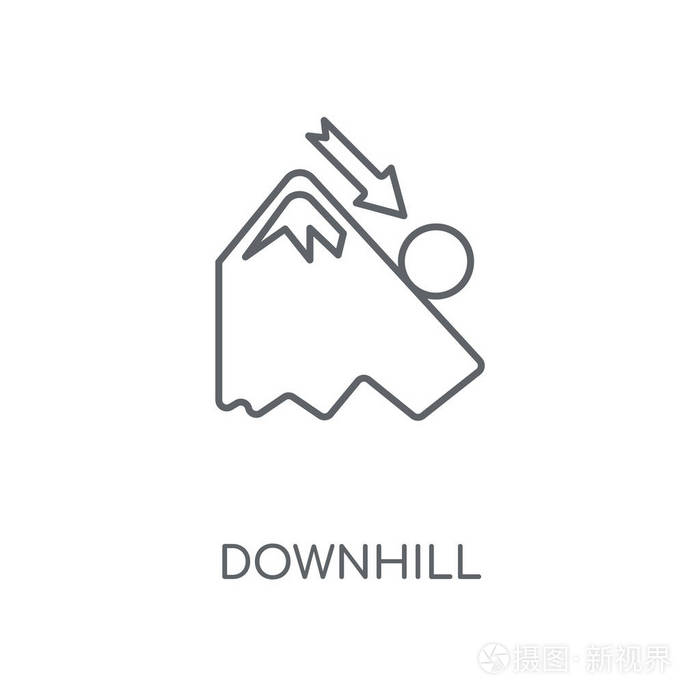 下坡线性图标下坡概念笔画符号设计薄的图形元素向量例证在白色背景上