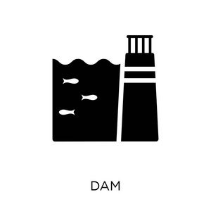 水坝图标.从生态学收藏的大坝符号设计.