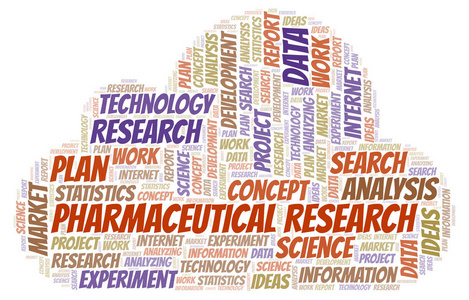 制药研究词云。仅使用文本制作的文字云