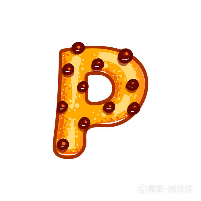 矢量卡通人物.甜饼干 p 字母符号