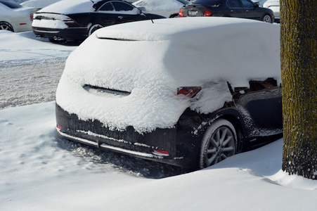 车下深新鲜的雪,在纽约照片