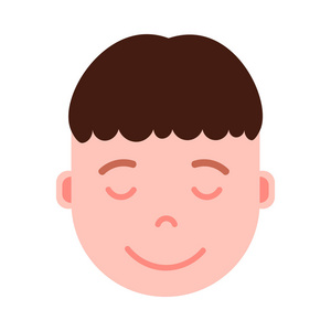 男主角 emoji 表情人物图标, 面部表情, 头像人物, 男人睡笑脸与不同的男性情感概念。平面设计