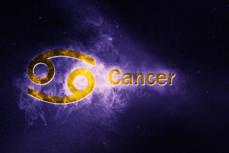癌症星座标志。抽象夜空背景