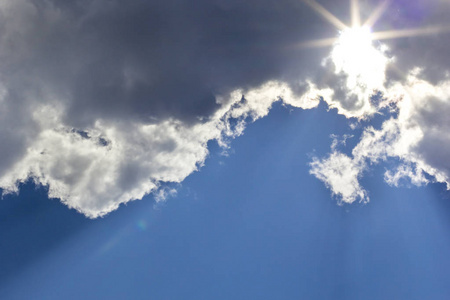美丽的蓝天与阳光, 太阳光线冲破云层照片
