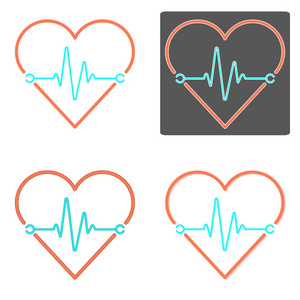 橙色和蓝色心跳的平面设计矢量
