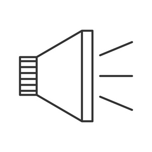 扩音器线性图标。细线插图。公告。扩音器。轮廓符号。矢量隔离轮廓图