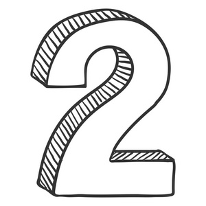 幸运号码矢量手绘素描插图-第二.2的数字照片