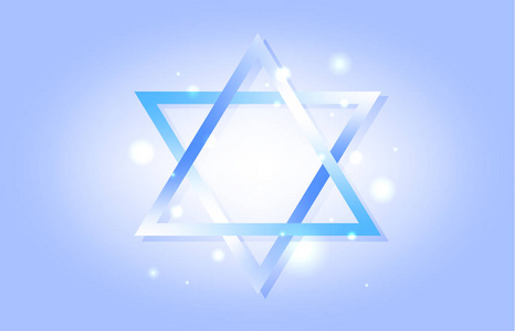柔和的蓝色背景与大卫的星。灯。犹太墙纸。犹太教。打印设计。带网格的新潮渐变