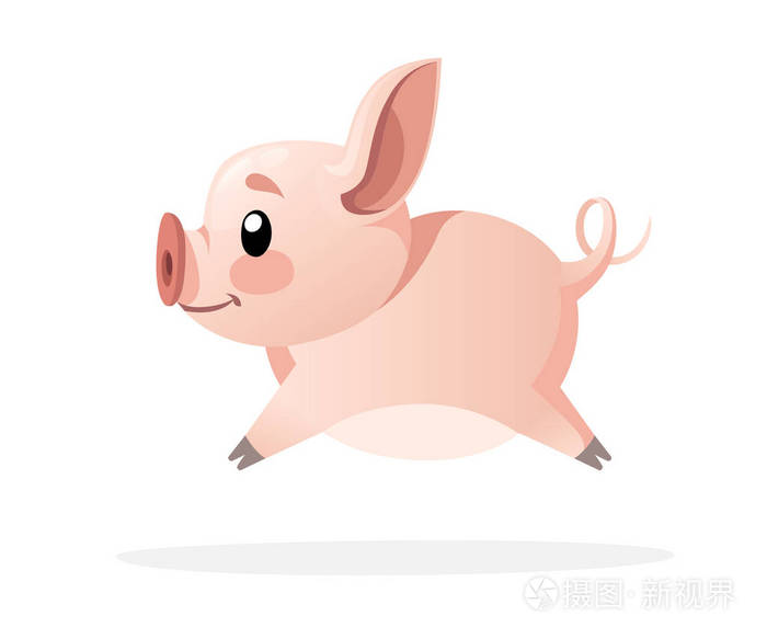 运行小猪.在白色背景查出的平面向量例证