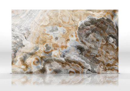 玛瑙大理石瓷砖站在白色背景与反射和阴影。设计的纹理。2d 插图。自然美景