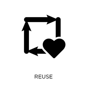 循环再用白色重复使用图标.生态收藏中的符号再利用设计.