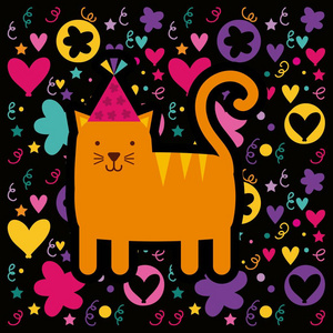 猫咪生日贺卡图标图片