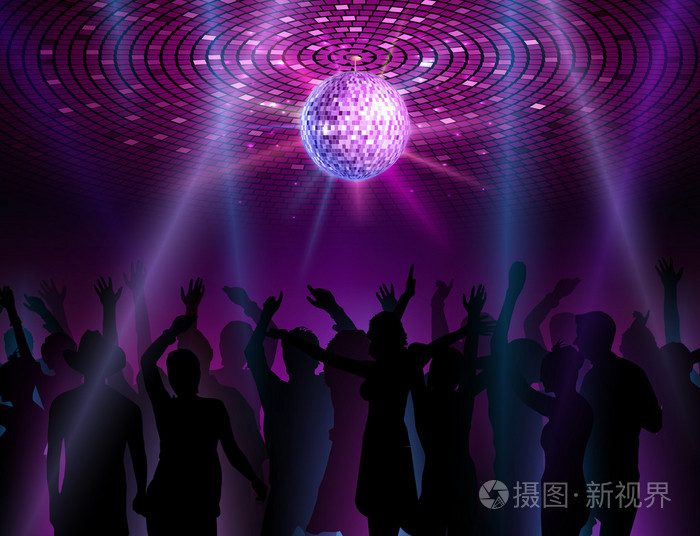 迪斯科舞会背景.跳舞的人