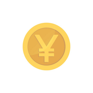 金色光泽的日元硬币。黄金象形文字日元闪亮硬币