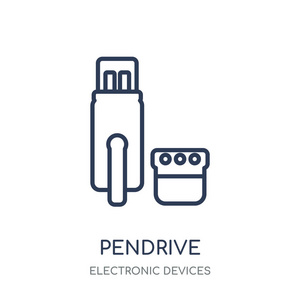 pendrive 图标。从电子设备采集看的 pendrive 线性符号设计