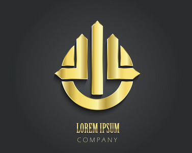房地产 comp 金色抽象矢量 logo 设计模板