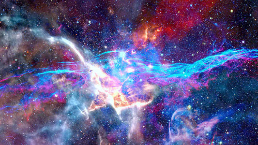 彩色的星云和星团的宇宙中的恒星。这幅图像由美国国家航空航天局提供的元素