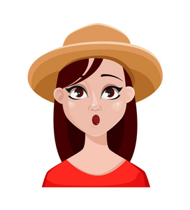 戴帽子的女人的脸表情 女性情绪愤怒 美丽的卡通人物 在白色背景上隔离的矢量插图 插画 正版商用图片124fmf 摄图新视界