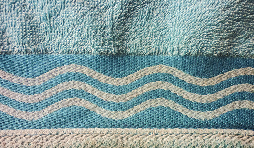 青色的抽象设计毛巾细节图片