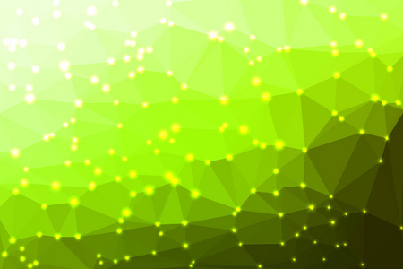 绿色抽象几何背景组成的彩色三角形在角落里的灯光