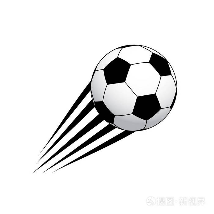 移动足球黑白相间运动图标设计在白色背景上隔离的插图