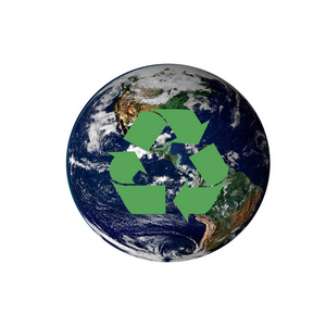 在白色背景上回收地球, 由 Nasa 提供的这个图像的元素。
