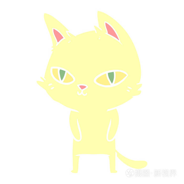 纯色风格动画片猫明亮的眼睛