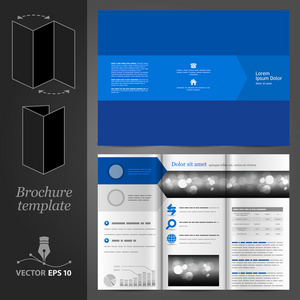 蓝色宣传册模板设计图片