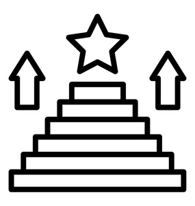 一个有星星描绘成就的领奖台楼梯