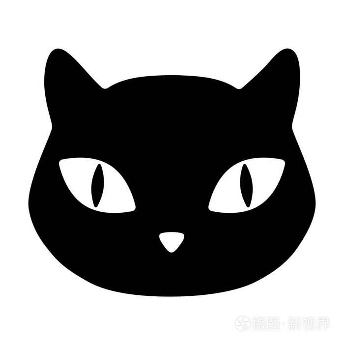 猫宠物吉祥物剪影图标黑色白色孤立的矢量图