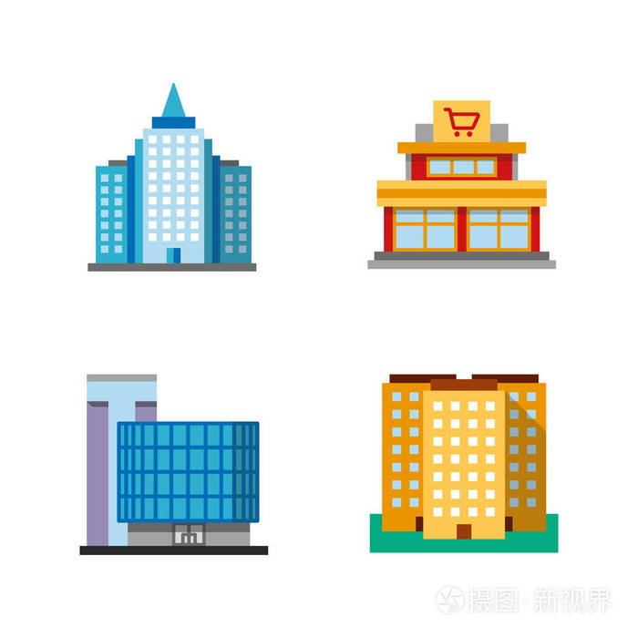 城市建筑平面设计长阴影色图标设置.