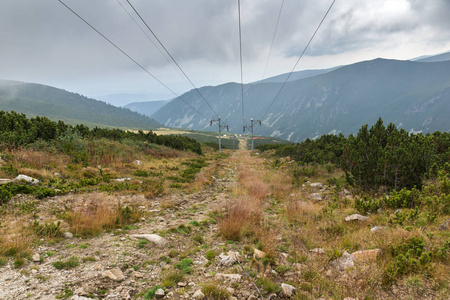 从路线到攀登 musala 高峰的风景, rila 山, 保加利亚