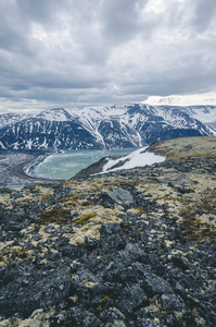 摩尔曼斯克地区科拉半岛艾库艾文乔尔山的山湖景观