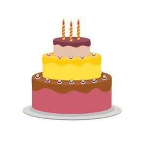 平的生日蛋糕卡生日蛋糕平面图标为您设计, 矢量图照片