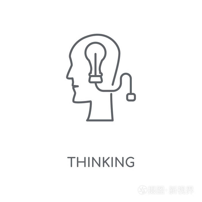 思考线性图标思维概念笔画符号设计薄的图形元素向量例证在白色背景上