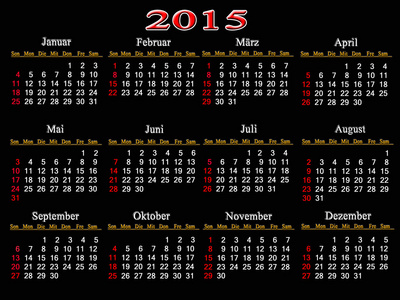 2015 年黑色日历