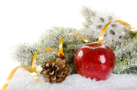 枞树 苹果 香料圣诞节概念背景