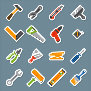 手用建筑工具工人设备房装修杂工矢量插画照片